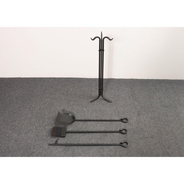 Vintage Hand-Forged Iron Fireplace / Fire Tool Set With Poker, Shovel, and Brush For Sale In New York - Image 6 of 16