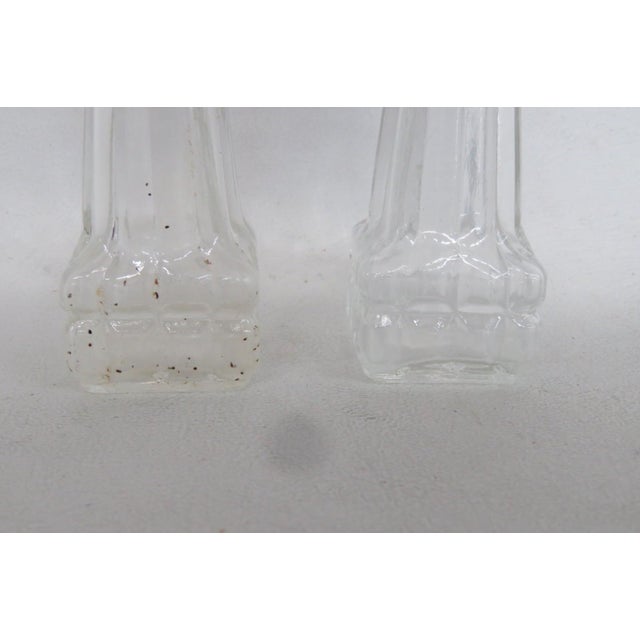 Red Mid 20th Century Mid Century Modern Pressed Glass Salt and Pepper Shakers Pair of 2 With Red Tops For Sale - Image 8 of 15
