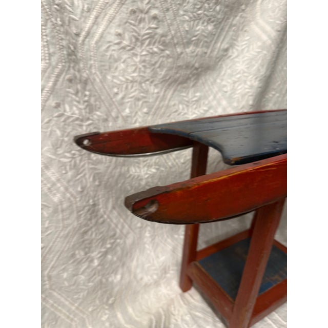 Ink Blue Vintage Ski-Inspired Serving Trolley/ Alpine Sled Bar Cart For Sale - Image 8 of 9