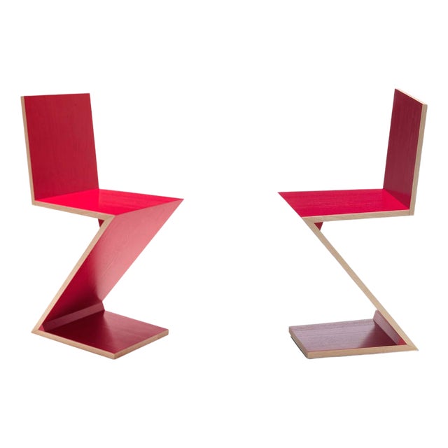 Zig Zag Chairs by Gerrit Thomas Rietveld for Cassina, Set of 2 For Sale