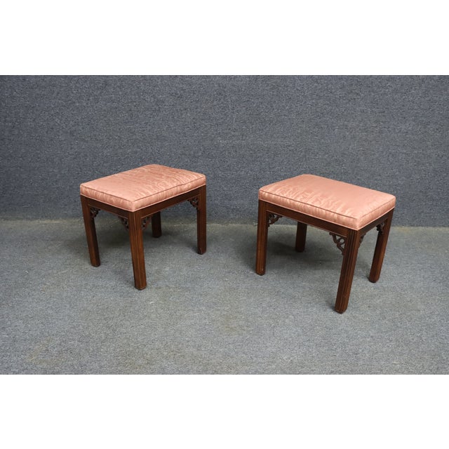 Ethan Allen Chinoiserie Footstools – Pair For Sale - Image 10 of 11