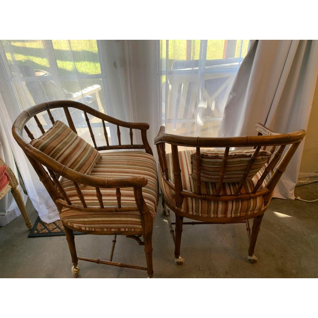1960's Century Chair Co. Faux Bamboo Barrel Tub Chairs Set of 4 For Sale In Seattle - Image 6 of 12