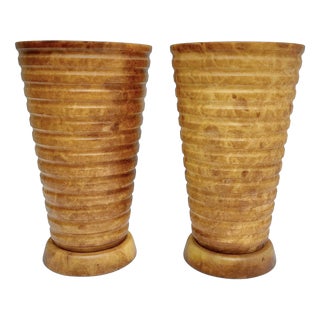 Brown Alabaster Vase Table Lamps from Pegasam, Spain, 1980s, Set of 2 For Sale