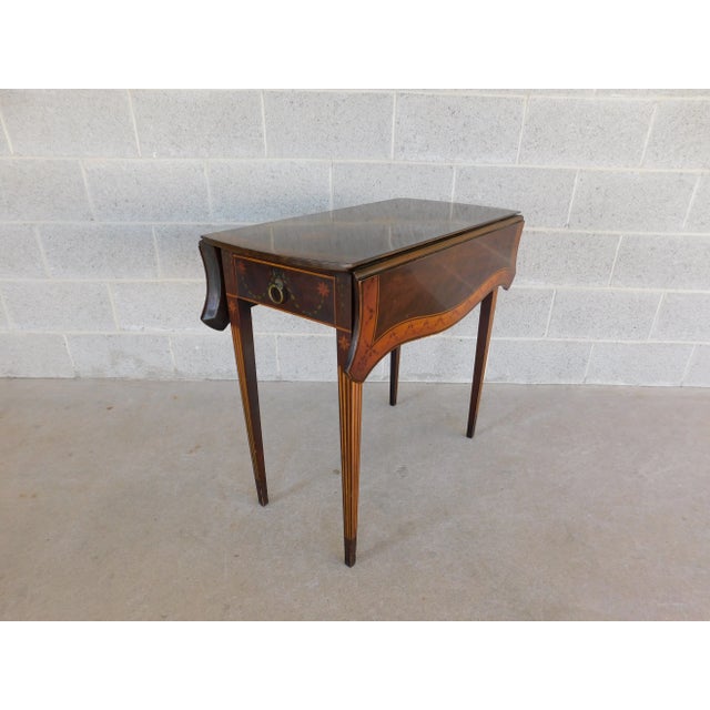 Antique Mahogany Hepplewhite Style Paint Decorated Pembroke Table For Sale - Image 13 of 13