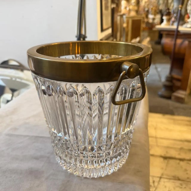 1970s 1970s Modern Silver Plated and Heavy Engraved Crystal French Wine Cooler For Sale - Image 5 of 16