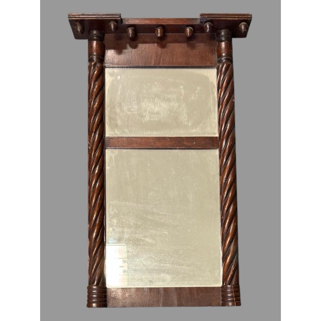 Late 18th Century Antique Federal 21" Split Mirror With Barley Twist and Acorn Details For Sale - Image 5 of 5