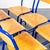 French Blue Stacking D Back High Bar Chair from Mullca, 1970s, Set of 6 For Sale - Image 3 of 11