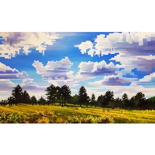 As the Clouds Roll By by Michelle Condrat | Oil on Panel Landscape with clouds and trees For Sale