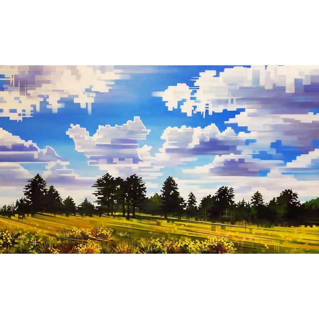 As the Clouds Roll By by Michelle Condrat | Oil on Panel Landscape with clouds and trees For Sale
