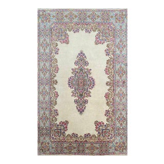 1970s Old Persian Kerman Area Rug 6x9 For Sale