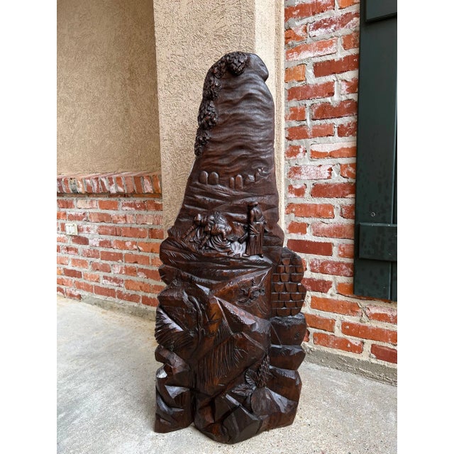 Antique French Carved Wall Sculpture of The Gleaners by Jean Francois Millet. Direct from France to us, this very large...