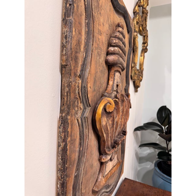 This is very unique 19th Century Italian Door Panel with hand carved urn motif. Typical of this age, walnut or oak, or a...