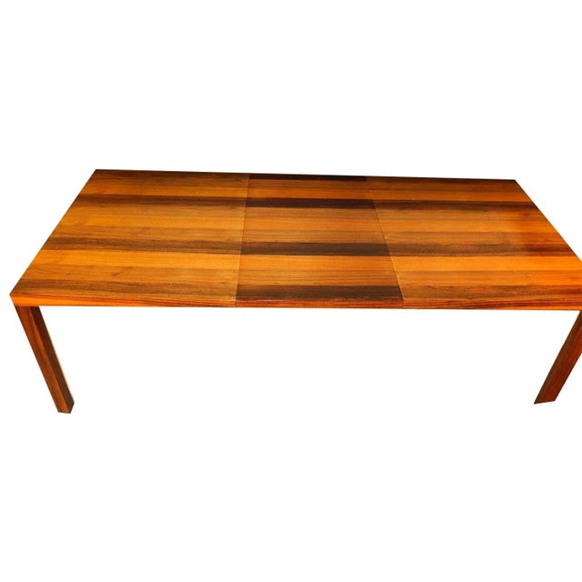 1960s Dyrlund of Denmark Mid Century Danish Parsons Tri-Wood Dining Table For Sale - Image 4 of 12