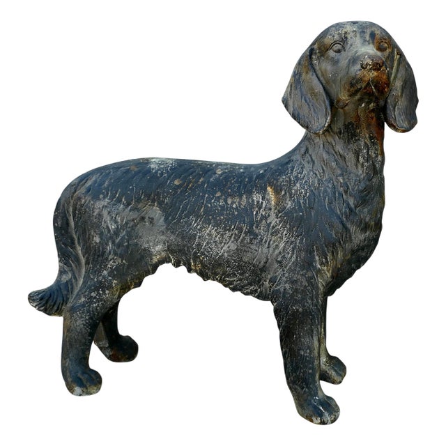 French Hunting Spaniel Standing Statue, 1920s For Sale