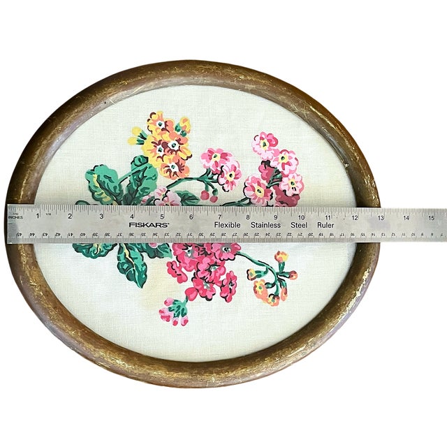 Pink Antique Oval Framed Hand-Painted Geranium Study on Linen For Sale - Image 8 of 10