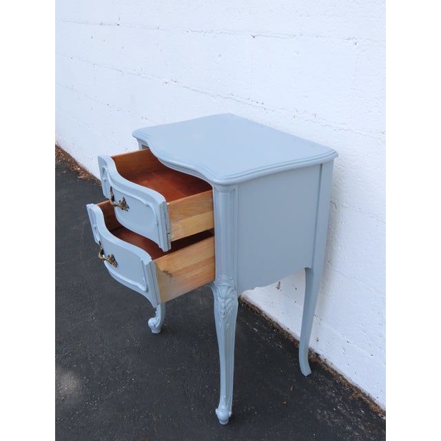 Shabby Chic French Shabby Chic Serpentine Painted Gray Nightstand Side End Table 6635 For Sale - Image 3 of 15