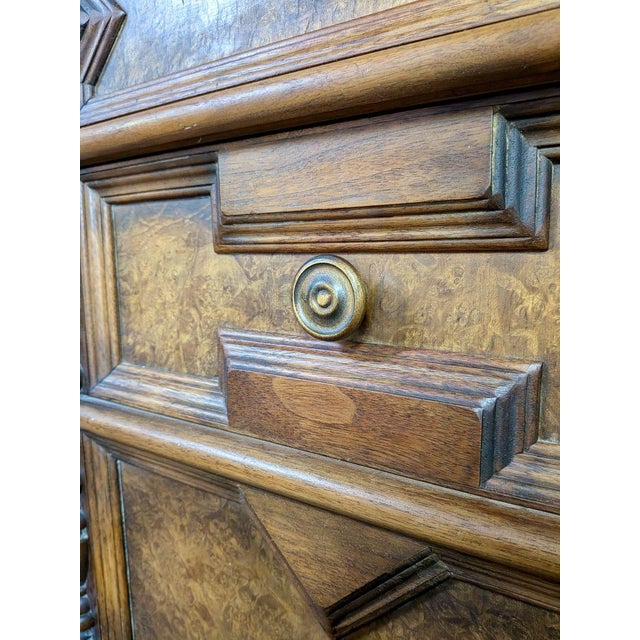 Vintage Burl Wood Spanish Revival Chest-on-Chest Dresser For Sale - Image 13 of 16