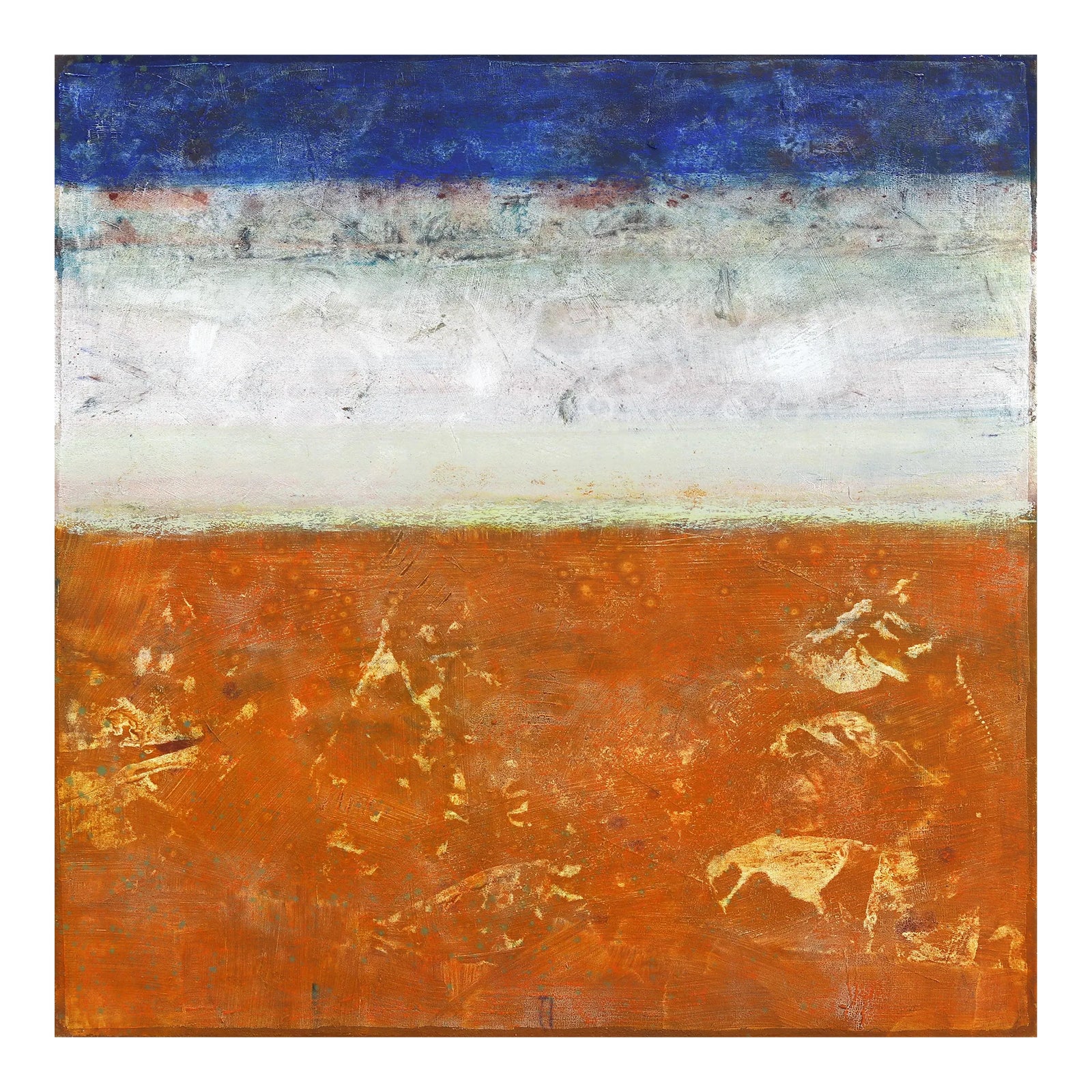 Awh 314 - Original Abstract Expressionist Blue & Yellow Colorfield Oil ...