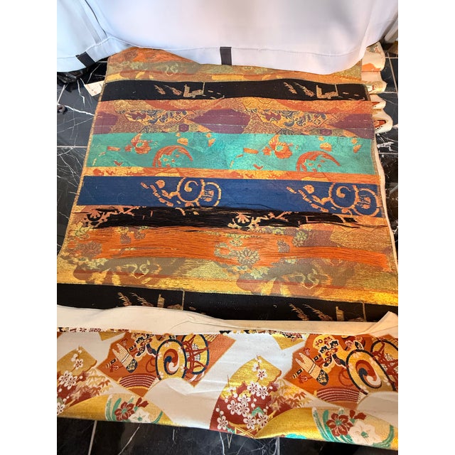 Gold Rare Vintage Japanese Hand-Woven Textile For Sale - Image 8 of 12