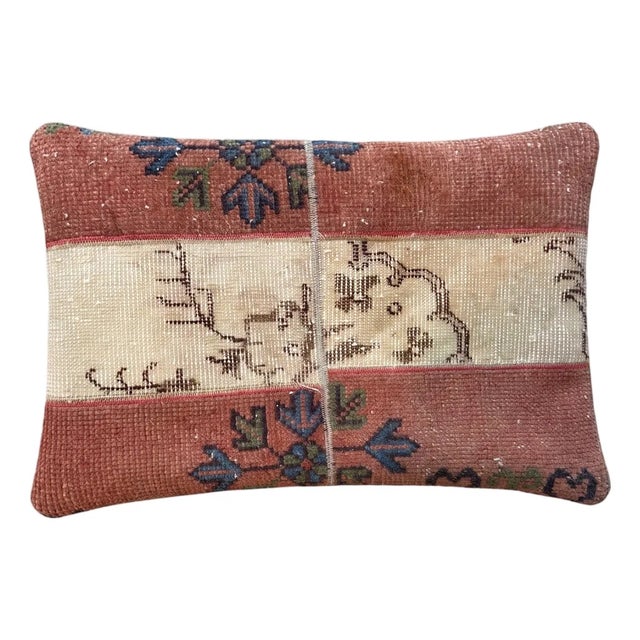 Patchwork Oushak Rug Pillow Cover 16'' X 24'' For Sale