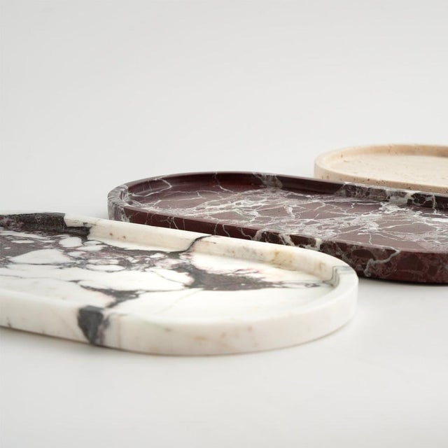 Early 21st Century Rosso Levanto Marble Oval Tray from Kiwano Concept For Sale - Image 5 of 6