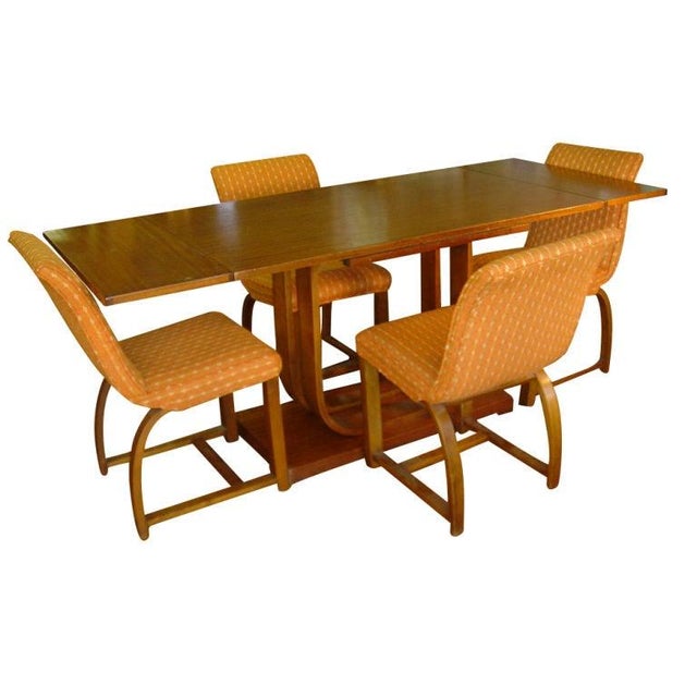 Wood 1930s Art Deco Gilbert Rohde Heywood Wakefield Extension Dining Table For Sale - Image 7 of 9