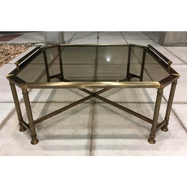 Mid 20th Century Mastercraft Brass & Glass Coffee Table After Jansen For Sale - Image 5 of 13