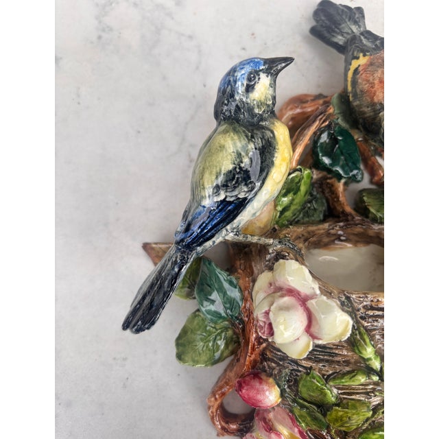 Rare 19th century Majolica birds and roses wall pocket signed Delphin Massier, circa 1890. The Massier are known for the...