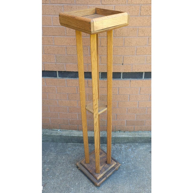 Mid 20th Century Arts and Crafts 55" Oak Quadpod Pedestal Plant Stand For Sale In Washington DC - Image 6 of 7