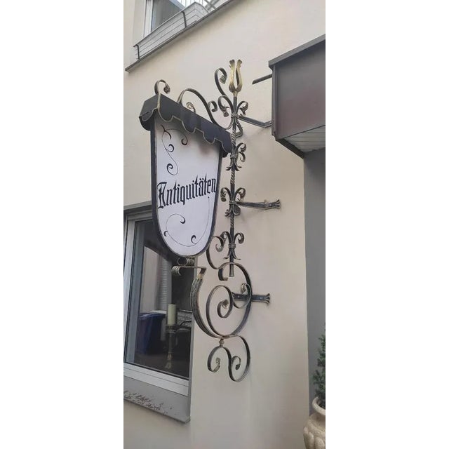 Handmade Illuminated Sign in Wrought Iron For Sale - Image 4 of 4