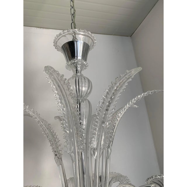 Venetian Transparent Murano Style Glass Chandelier with Ferns Felci Leaves from Simoeng For Sale - Image 12 of 13