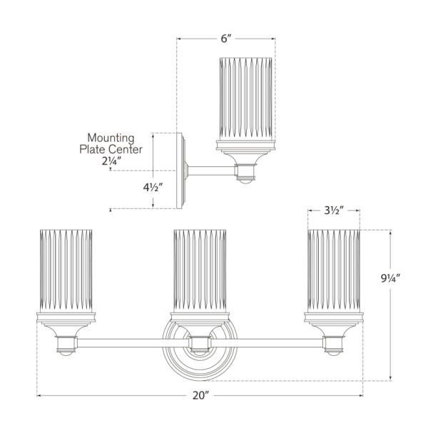 Traditional Alexa Hampton for Visual Comfort Signature Ava Triple Sconce in Hand-Rubbed Antique Brass with Crystal For Sale - Image 3 of 3