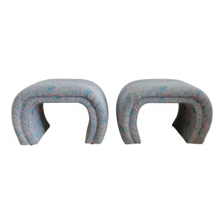 Pair of Milo Baughman for Directional Waterfall Postmodern Benches Ottomans For Sale