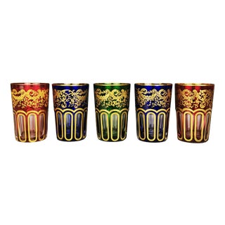 Rabat 5 Tea Cups by Saint Louis for Befos, Set of 5 For Sale