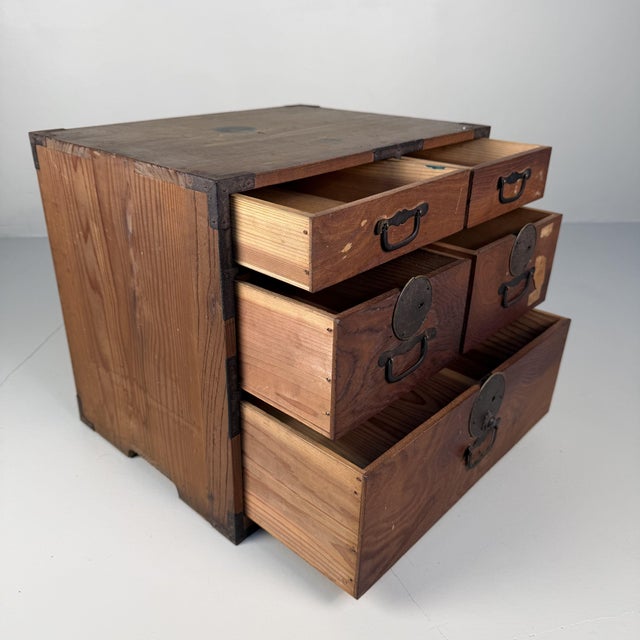 1930s Small Authentic Japanese Tansu Drawer Chest, 1930s For Sale - Image 5 of 11