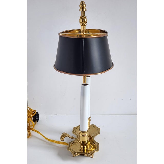 2000 - 2009 Vintage French Bouillote Brass & Tole Table Lamp For Sale - Image 5 of 16
