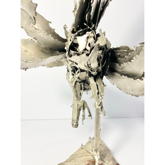 1960s 1960s Mid-Century Vintage Large Rooster Chicken Silver Metal Art Sculpture For Sale - Image 5 of 12