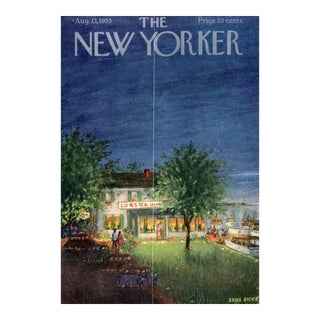 1955 Vintage New Yorker Cover, August 13 (Edna Eicke), Original New Yorker Magazine Cover, Seashore, Vacation For Sale