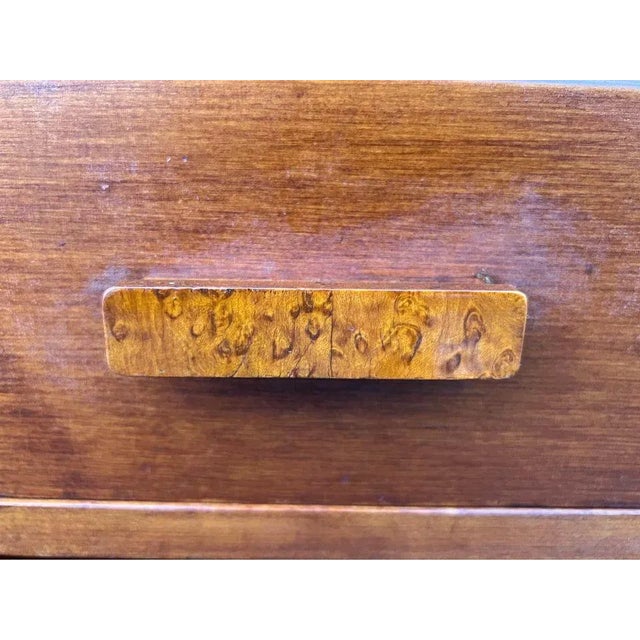 Brown Art Decor Style Mahogany Burled Wood Open Space Bedside Table or Side Cabinet. For Sale - Image 8 of 11