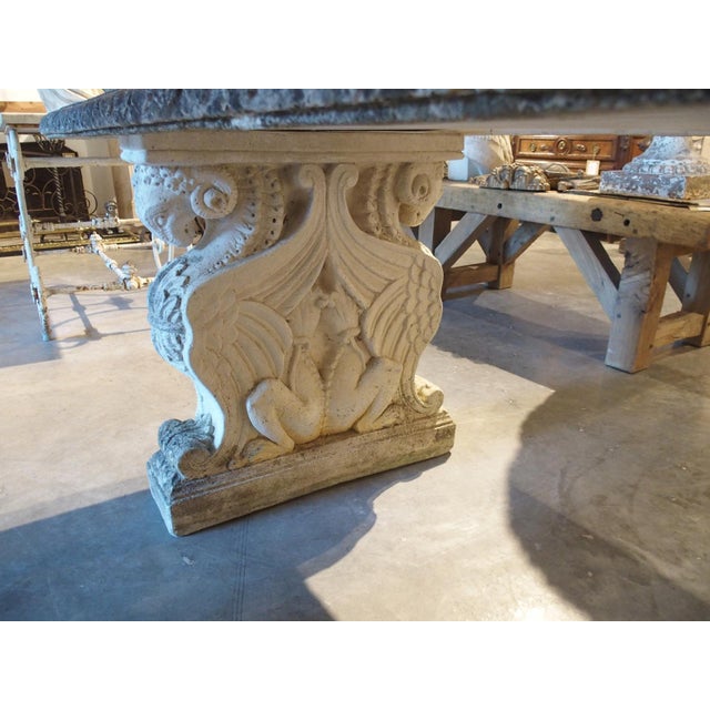 Italian Neoclassical Style Garden Table With Winged Rams Heads Decor, 1900s For Sale - Image 11 of 18