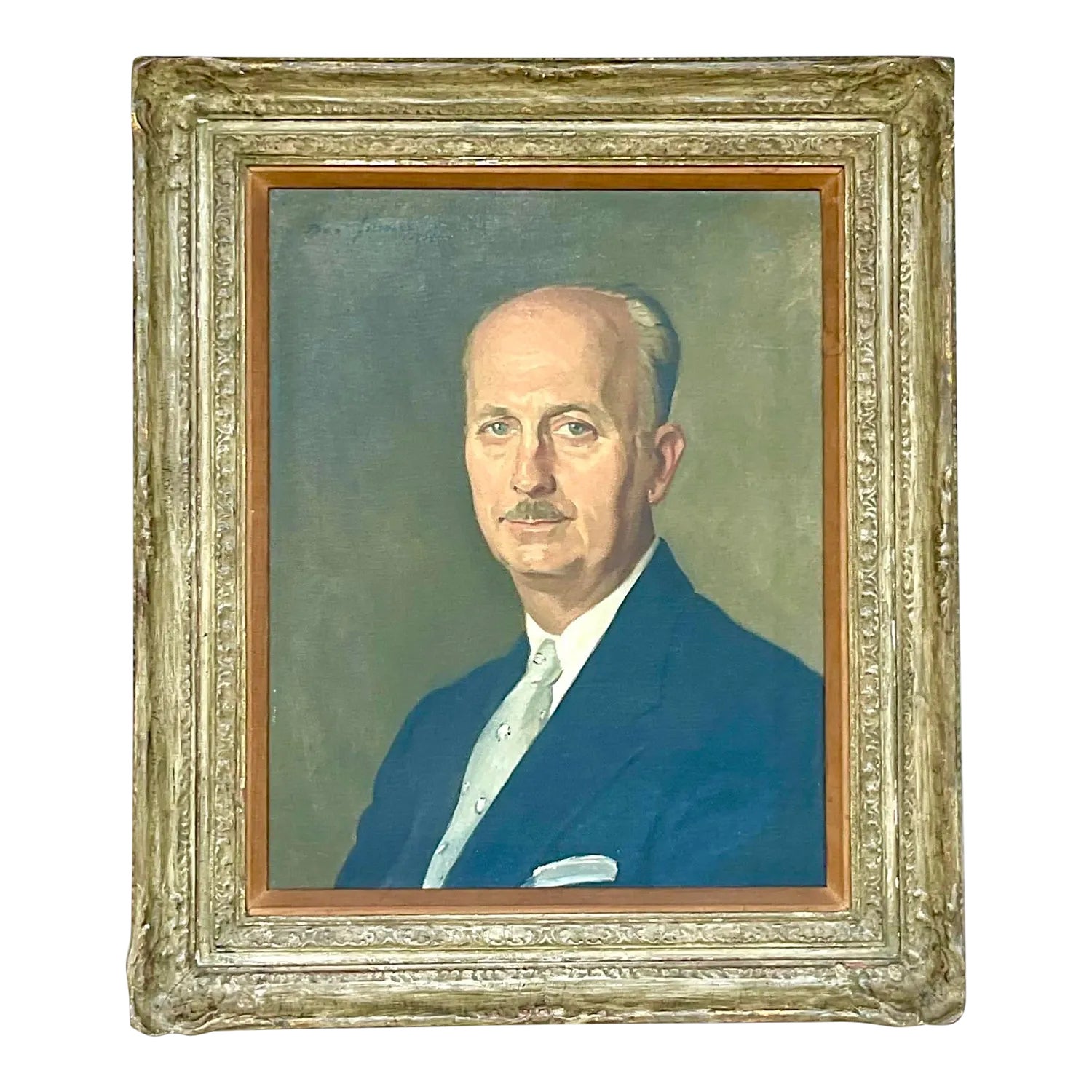 Vintage Regency Signed Original Oil Portrait Painting on Canvas | Chairish