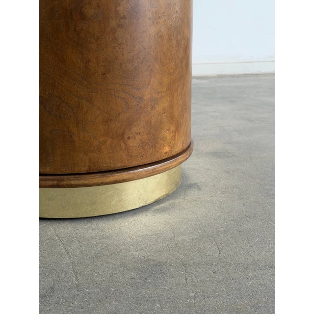 Vintage Drum Burl & Brass Nightstand For Sale - Image 10 of 10