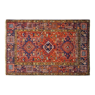 Antique Persian Heriz Karaja Oriental Rug, Small Size, W/ Multiple Medallions For Sale
