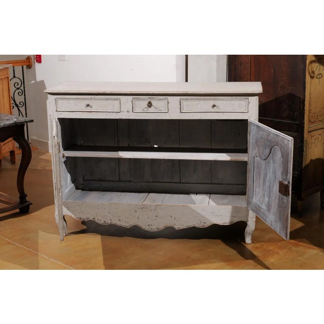French 19th Century Painted Buffet with Drawers, Doors and Distressed Finish For Sale - Image 4 of 12