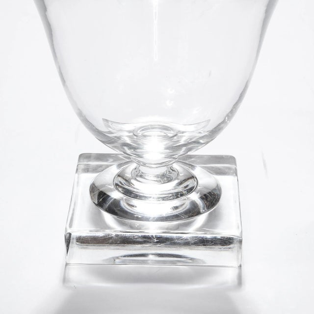 1960s Mid-Century Modernist Hand-Blown Glass Vase W/ Square Base Signed Steuben For Sale - Image 5 of 9