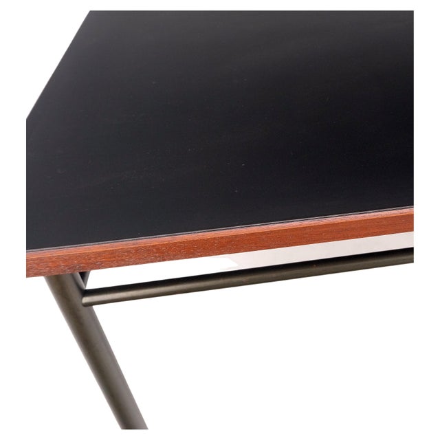 Danish Mid-Century Modern Square Black Laminate and Teak Top Coffee Table For Sale - Image 10 of 12