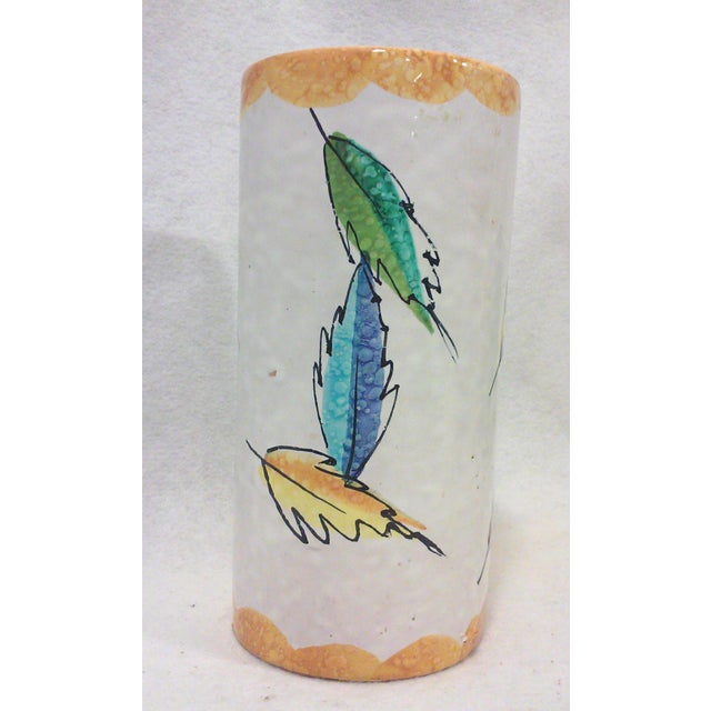 Mid-Century Modern Colorful Italian Ceramic Leaf Vase For Sale - Image 3 of 7