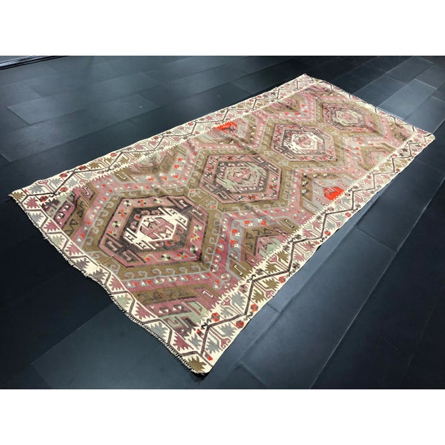 Natural Turkish Handwoven Vintage Anatolian Wool Kilim