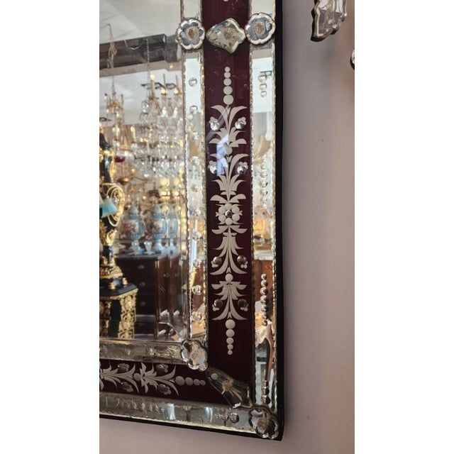 Red Early 20th Century Venetian Red Border Mirror For Sale - Image 8 of 10
