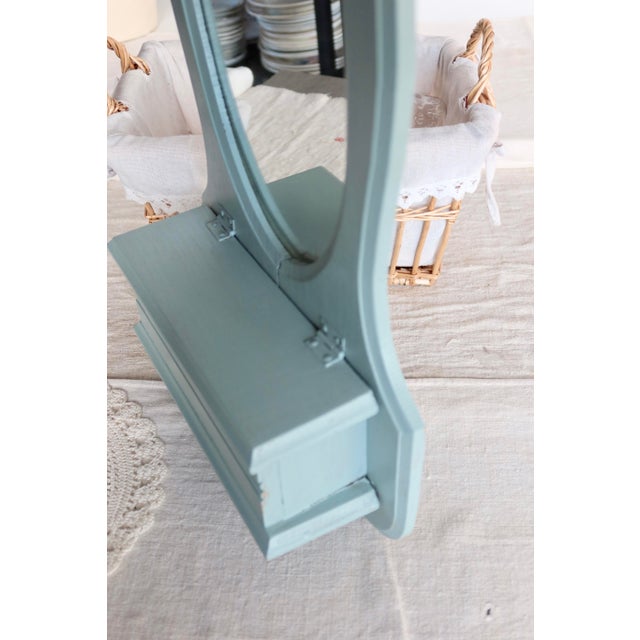 1990s Vintage Entryway Mirror in Pale Blue Painted Wood with Wall Storage, 1990s For Sale - Image 5 of 8